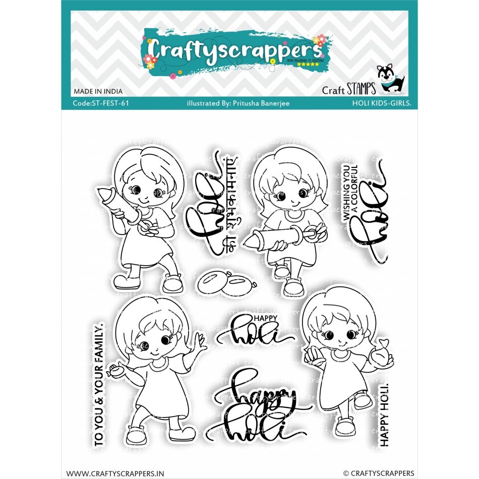 Craftyscrappers Stamps- HOLI KIDS-GIRLS